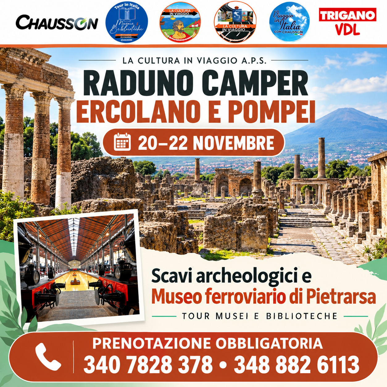 Locandina informativa del raduno camper tra Ercolano e Pompei